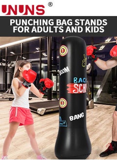 UNUNS Punching Bag For Kids,Inflatable Boxing Punch Bag With Gloves And Pump,Inflatable Tumbler Toy For Boys Girls,Beginner Heavy Punching Bags Sandbag,Reduce Pressure Stress,1.2M Alphabet Black  - Image 5