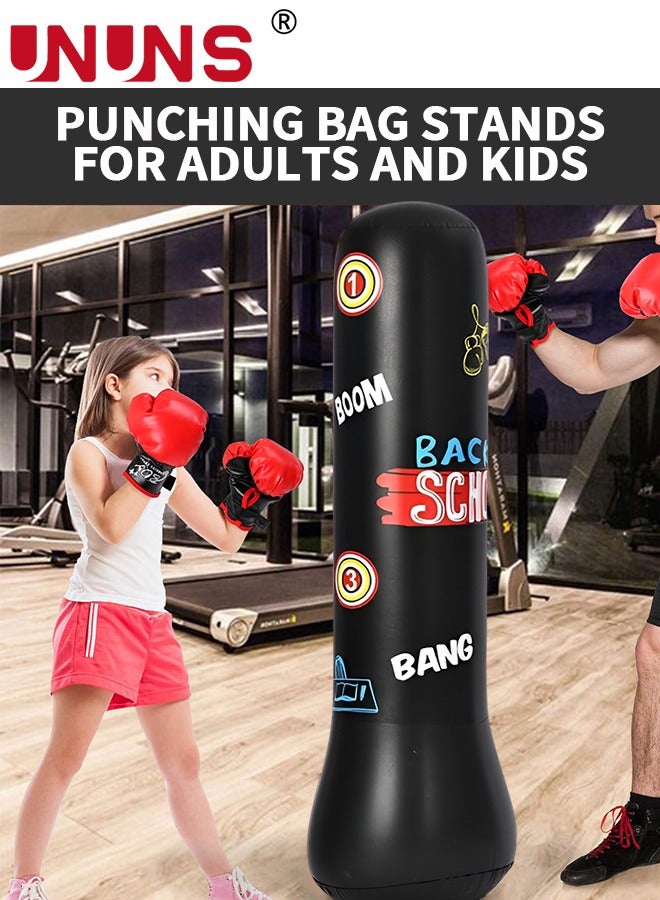 UNUNS Punching Bag For Kids,Inflatable Boxing Punch Bag With Gloves And Pump,Inflatable Tumbler Toy For Boys Girls,Beginner Heavy Punching Bags Sandbag,Reduce Pressure Stress,1.2M Alphabet Black - Image 5