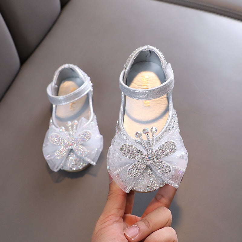 2025 Autumn New Lady Baby Girls Girls Princess Diamond Shoes Leather Shoes Dance Performance Shoes - Image 3