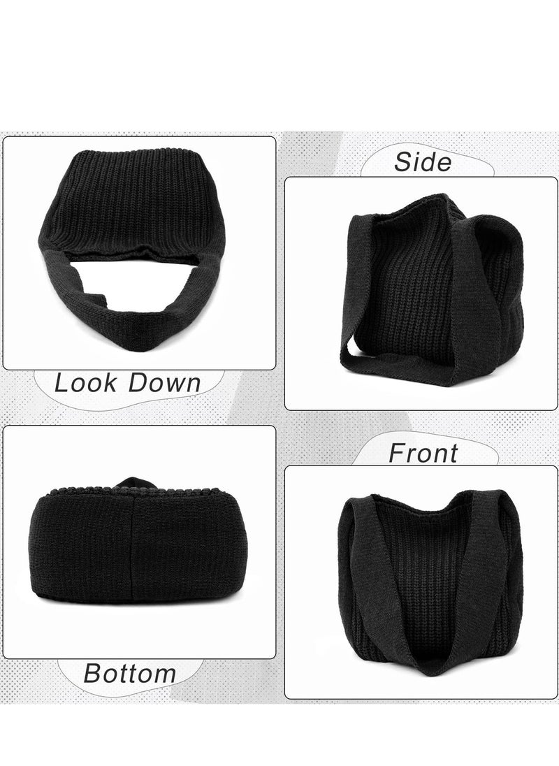SYOSI - Crochet Tote Bag Womens Shoulder Handbag Plush Knitting Satchel Large Shopping Bag for School Work Shopping Weekend Getaways Travel Black - Image 1