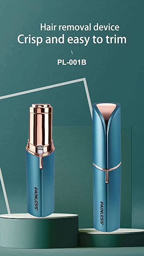 Cleanfly Hair Removal for Women, Painless Premium Eyebrow Trimmer USB Rechargeable Conture Hair Remover and Exfoliation Device for Face and Body with Built-in LED Light Lipstick Style (Blue) - Image 2