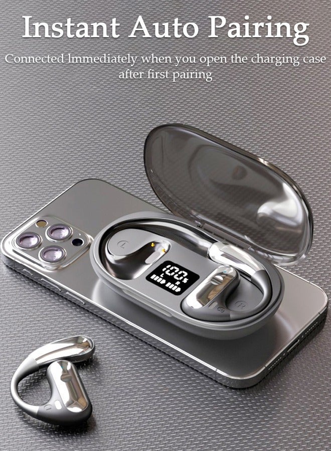 DUNISO Wireless Headphones Bluetooth Ear Clip Earphones Open Ear with Mic Wireless Charging Case LED Power Display and Touch Control for Running Sport Gym - Image 3