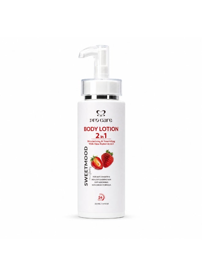 Procare 2-in-1 Body Lotion, Strawberry Scent, Deep Moisturizing & Skin Nourishment-220 ML