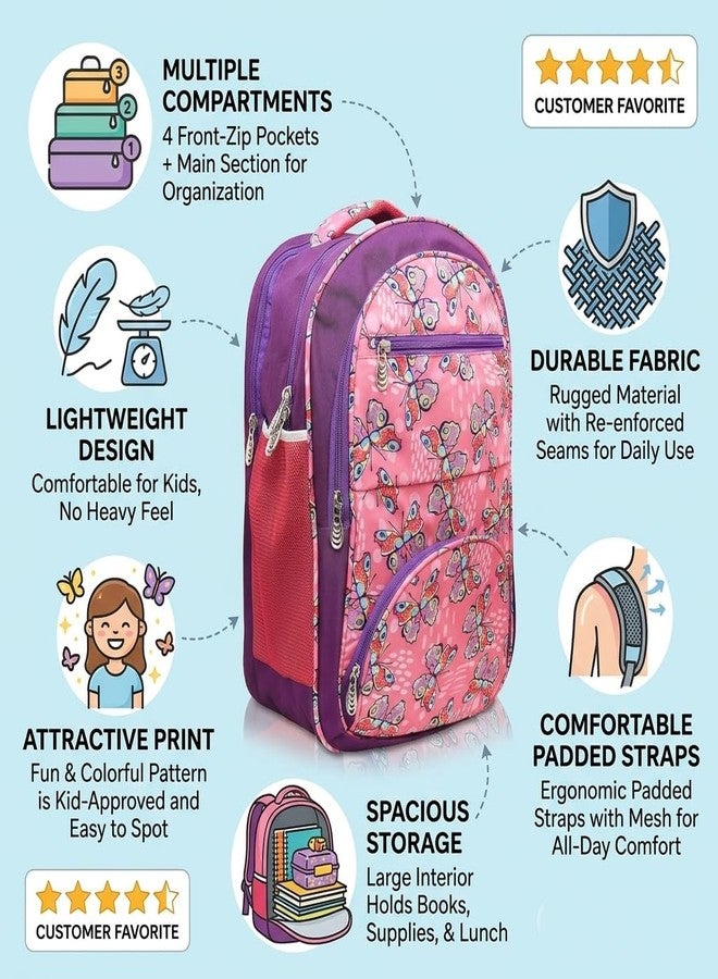 Stylbase 27L School Bag for Girls | Premium Polyester Backpack Bags for Women | 5 Compartments Lightweight & Water Resistant | Stylish College Bag for Girls & Backpack for Travelling - Image 5