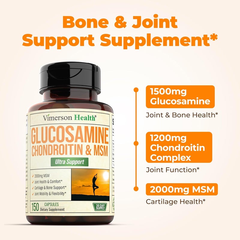 Vimerson Health Glucosamine Chondroitin MSM Joint Support Supplement with Glucosamine Sulfate 1500 mg plus Nourishing Chondroitin Sulfate Complex  Premium Joint Health MSM Supplement for Women and Men  150 Capsules - Image 4