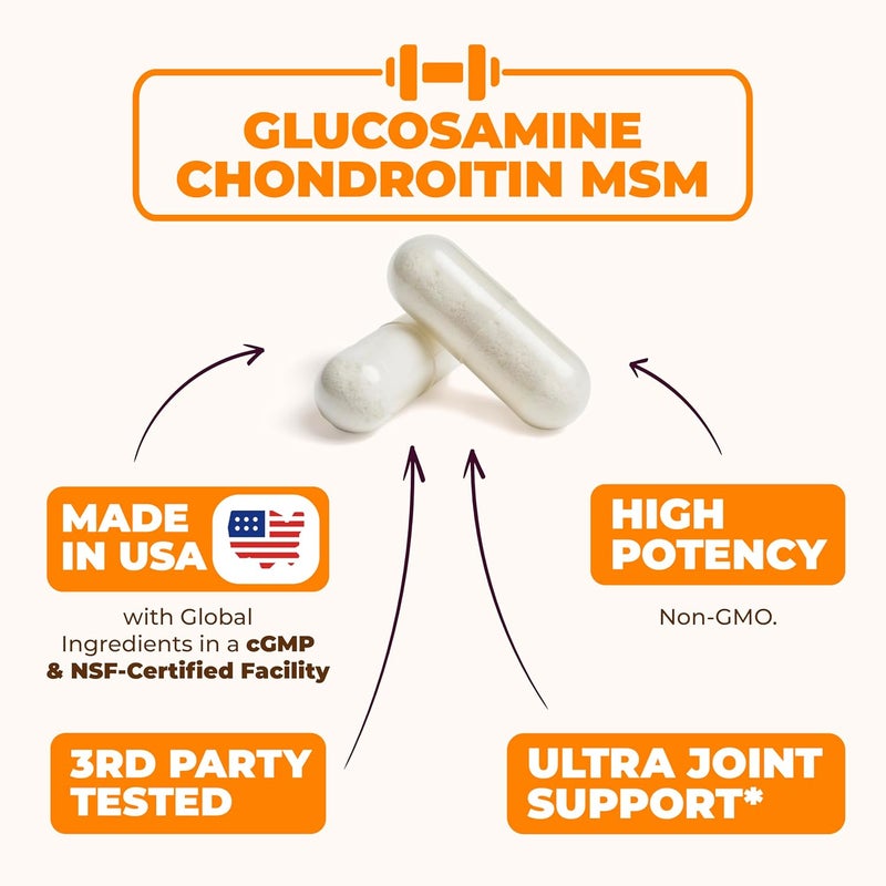 Vimerson Health Glucosamine Chondroitin MSM Joint Support Supplement with Glucosamine Sulfate 1500 mg plus Nourishing Chondroitin Sulfate Complex  Premium Joint Health MSM Supplement for Women and Men  150 Capsules - Image 5