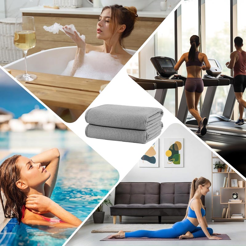 Polyte Microfiber Oversize Quick Dry Lint Free Waffle Bath Towel for Body, 60 x 30 in, Set of 2 - Image 5