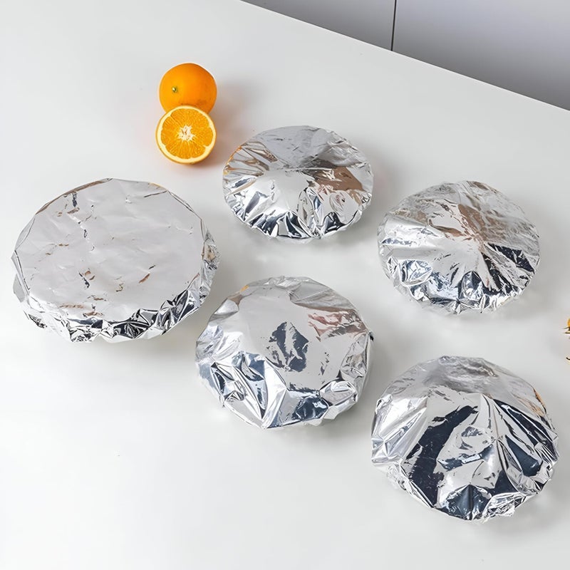 Thermal Aluminum Foil Cover-Reusable which fit the pots, bowls and lunch containers, seal in warmth and moisture, expand the freshness of food (10pcs) - Image 4