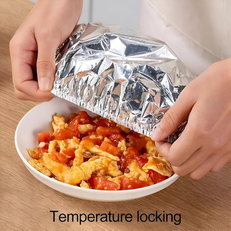 Thermal Aluminum Foil Cover-Reusable which fit the pots, bowls and lunch containers, seal in warmth and moisture, expand the freshness of food (10pcs) - Image 3