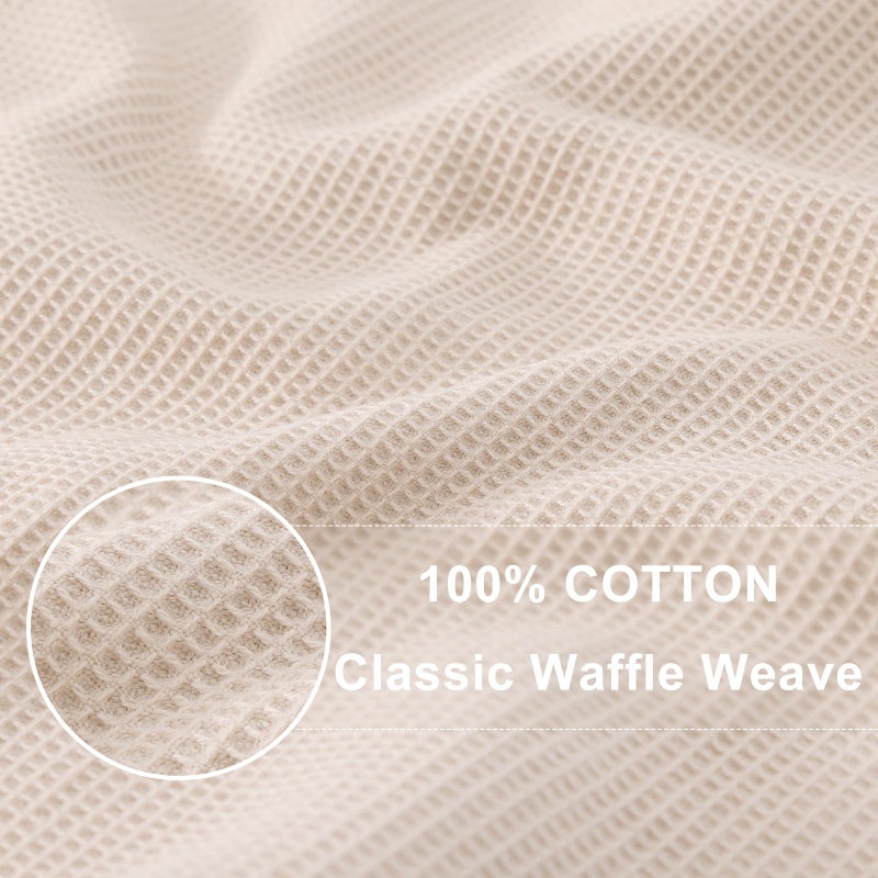 Homaxy 100% Cotton Waffle Weave Kitchen Towels - 4 Pack Soft and Absorbent Dish Towels - 16 x 26 Inches Quick Dry Hand Towels - Beige - Image 2