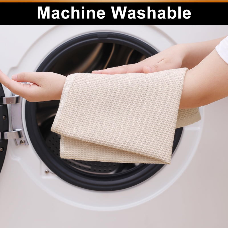 Homaxy 100% Cotton Waffle Weave Kitchen Towels - 4 Pack Soft and Absorbent Dish Towels - 16 x 26 Inches Quick Dry Hand Towels - Beige - Image 5