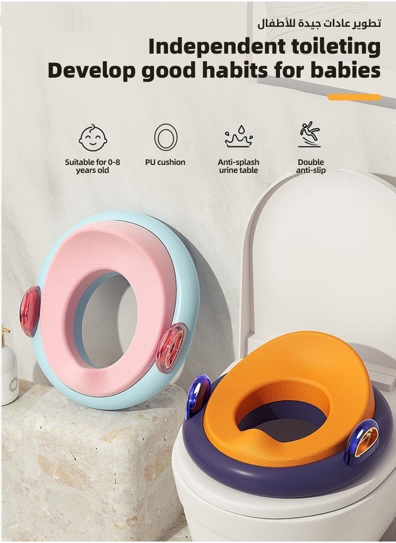 MIXDE Potty Training Seat, Removable Design Toilet Train Seats, Potties Chair for Kids Toddlers Boys Girls, Portable Children Travel Toileting Toilets, with Handles and Backrest, Cartoon Color  - Image 2