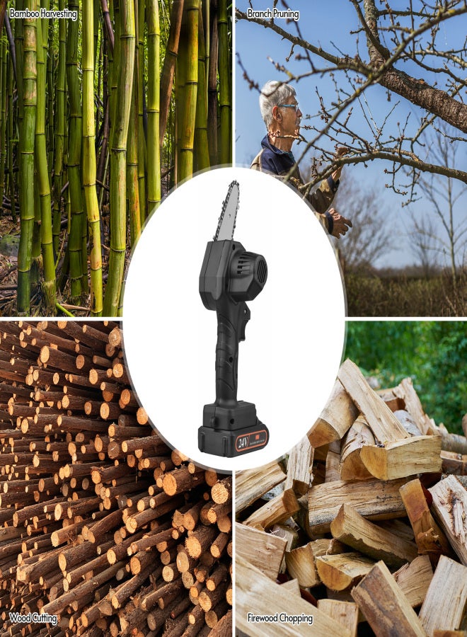 Mini Chainsaw Handheld Cordless Chainsaw 4-Inch 24V Electric Chainsaws One-Handed Portable Chainsaw Electric Pruning Saw for Garden Tree Logging Trimming Bush Wood Cutting - Image 3