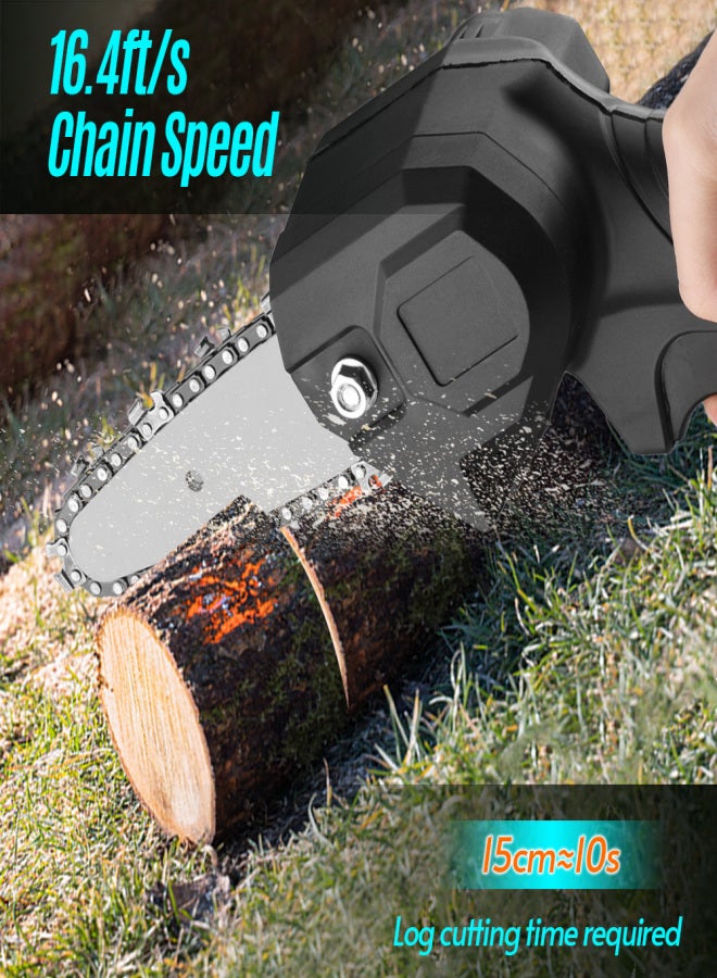 Mini Chainsaw Handheld Cordless Chainsaw 4-Inch 24V Electric Chainsaws One-Handed Portable Chainsaw Electric Pruning Saw for Garden Tree Logging Trimming Bush Wood Cutting - Image 4