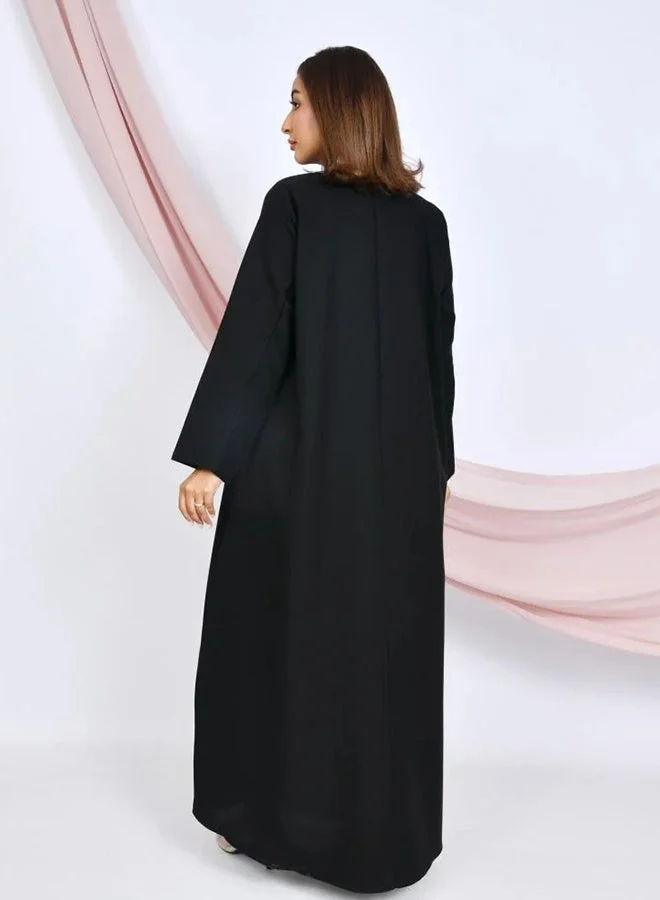 عبايات حوراء عباية سوداء رسمية مزينة بأزرار ذهبية