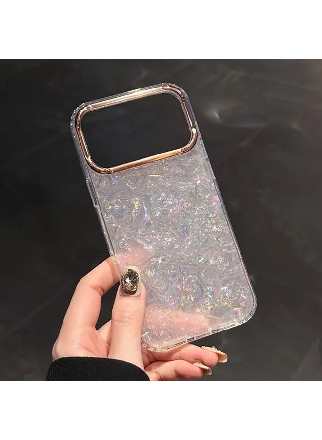 Pink Glitter Electroplated Soft TPU Phone Case Compatible with iPhone 13 Pro Lens Protection Slim Cover - Image 1