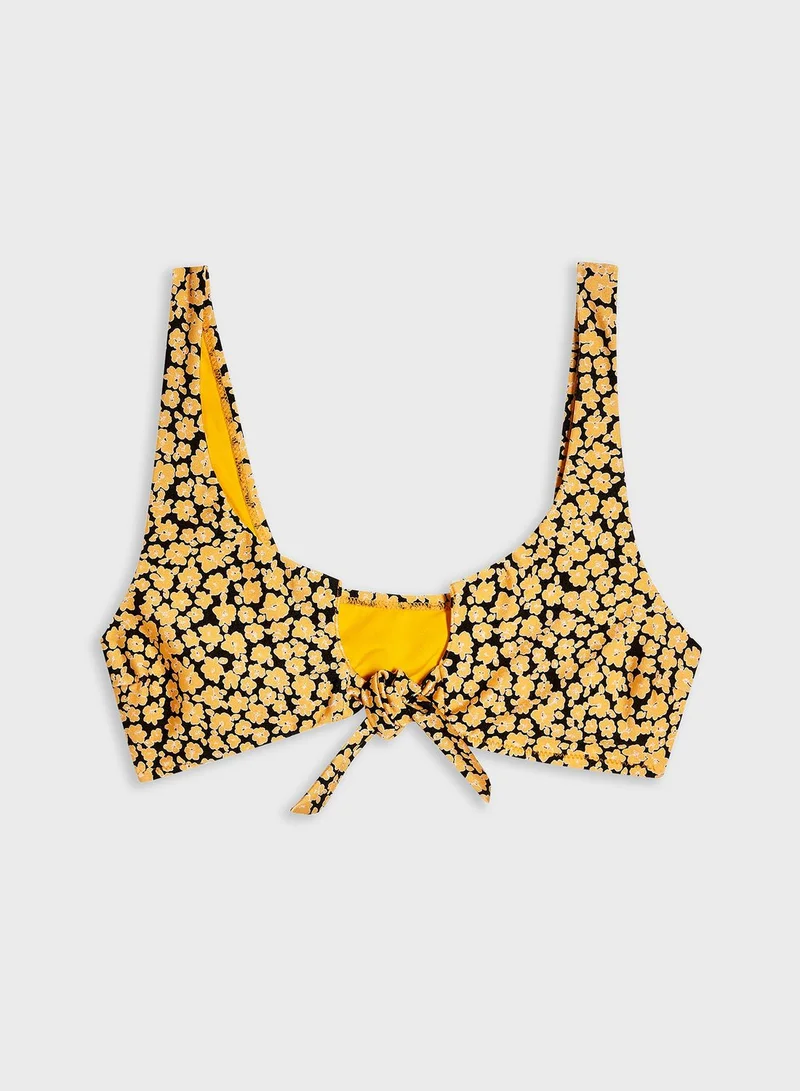 TOPSHOP Tie Notch Crop Bikini Top