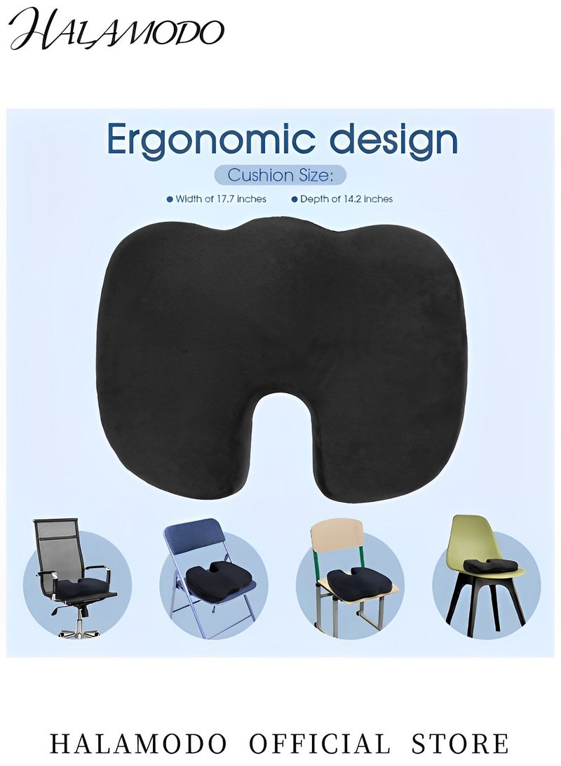 HALAMODO Memory Foam Seat Cushion for Office Chair Car Seat Cushion for Desk Chair Non-Slip Thickened Coccyx Seat Cushion for Back & Sciatica & Tailbone Pain Relief - Image 2