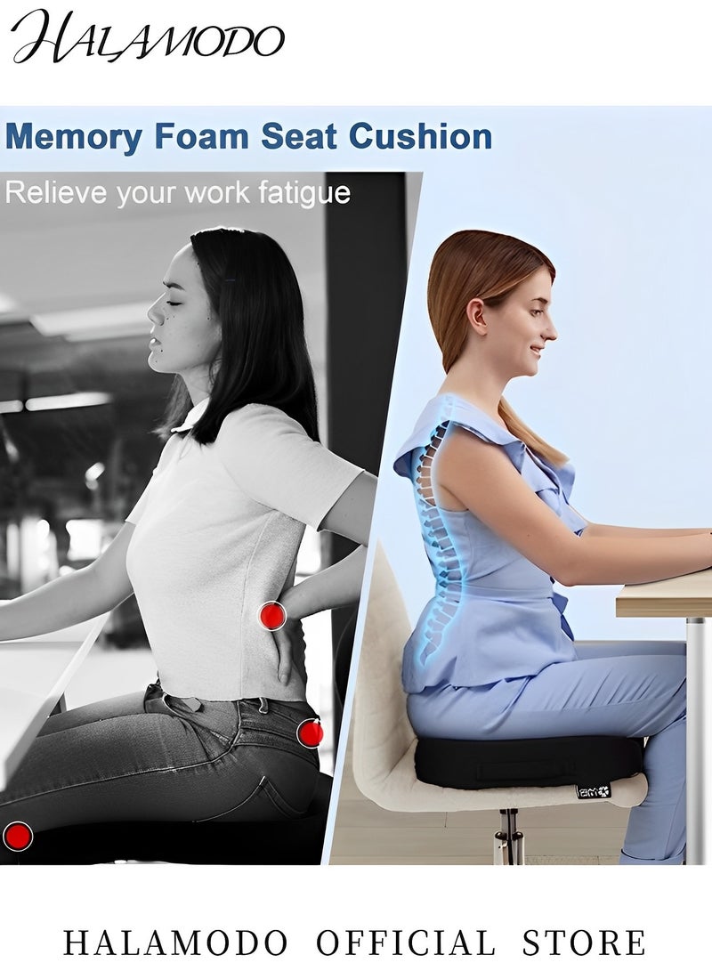 HALAMODO Memory Foam Seat Cushion for Office Chair Car Seat Cushion for Desk Chair Non-Slip Thickened Coccyx Seat Cushion for Back & Sciatica & Tailbone Pain Relief - Image 3