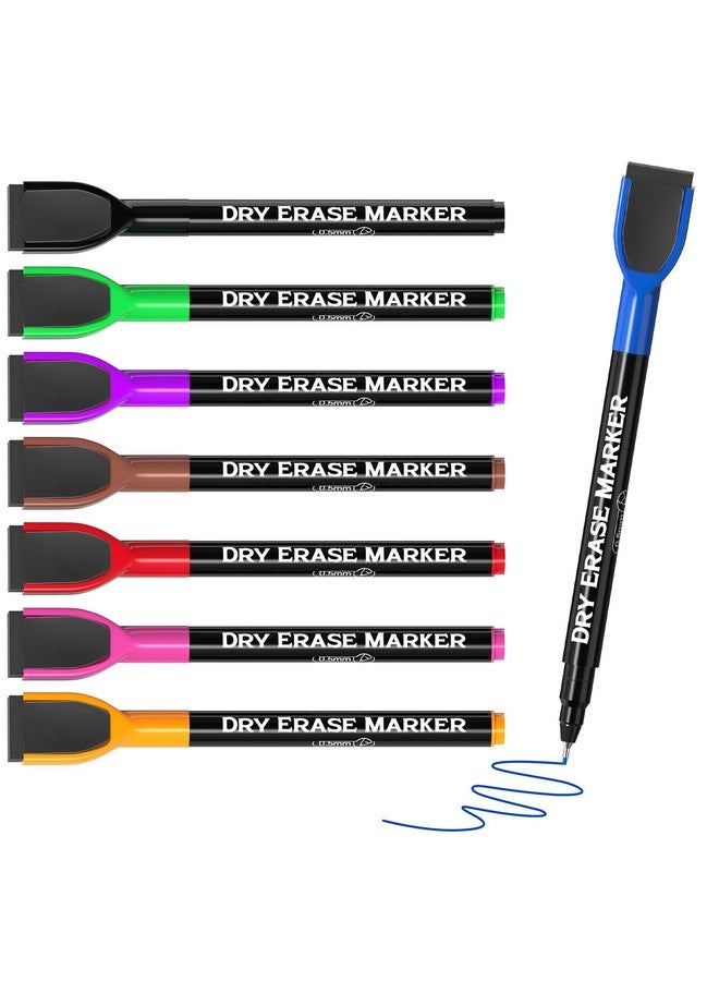 MaxGear Dry Erase Markers Ultra Fine Tip, Magnetic Whiteboard Markers Extra Fine Tip 0.5 Mm, Extra Ultra Fine Point Dry Erase Marker With Eraser, Colorful Dry Erase Marker For Office School, 8 Count - Image 1