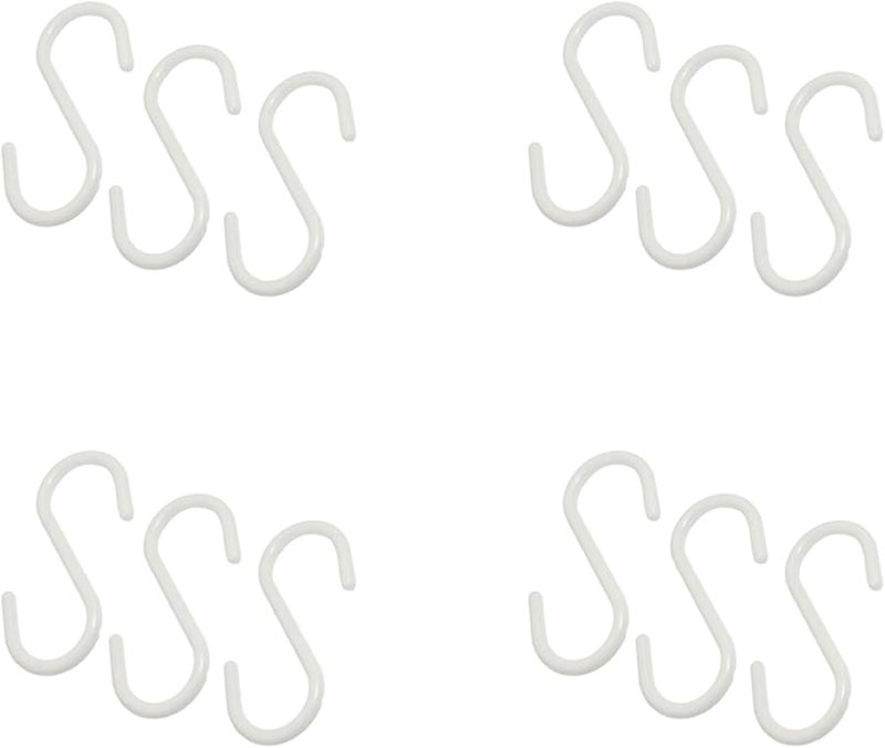 12 Pack White Plastic S Shaped Hooks For Scarves Ties And Belts - Image 1