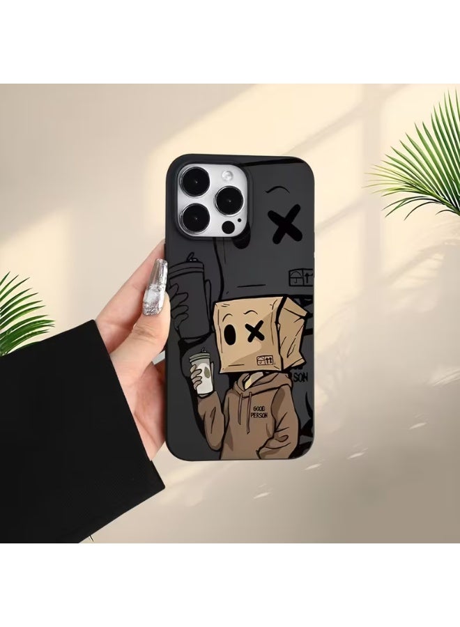 Temu Cartoon boy design phone case with cartoon head for iPhone, dirt-resistant and drop-proof, compatible with iPhone 16 Pro Max - Image 1