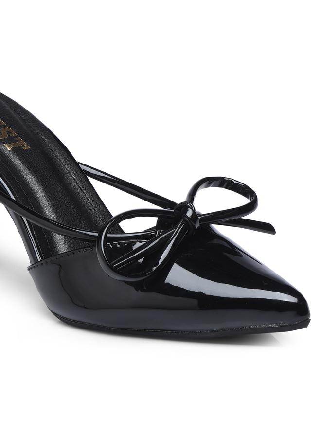 GNIST GNIST Plain Pointed Toe Stiletto Heel Mules with Bow Detail  - Image 3