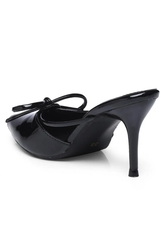 GNIST GNIST Plain Pointed Toe Stiletto Heel Mules with Bow Detail