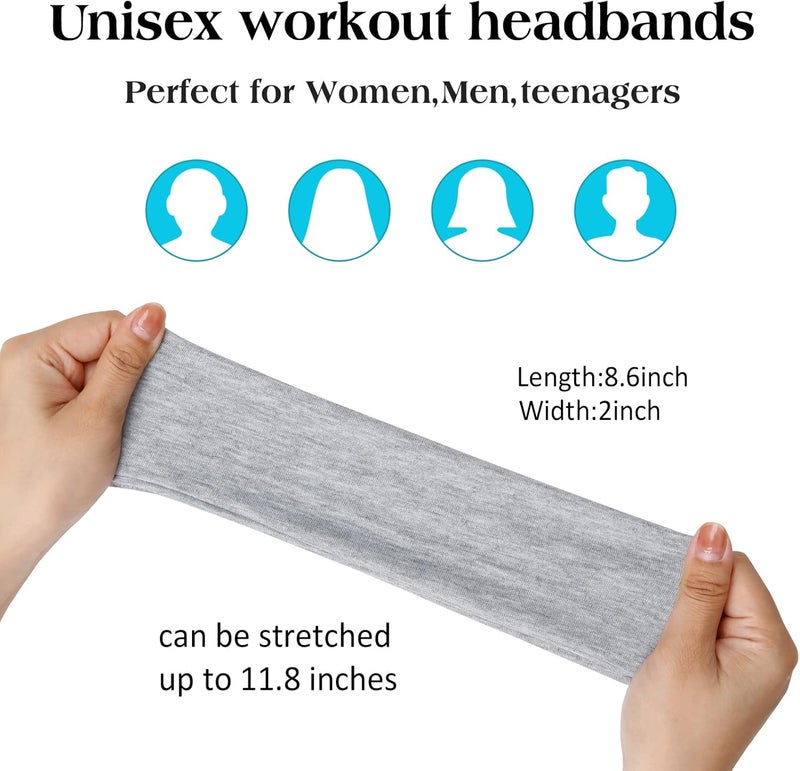 Sky Shine 6 Pcs Black Headbands for Women & Girls | Non-Slip Elastic Sweat Hairbands | Soft Fabric Hair Wraps for Short Hair, Workout, Yoga, Running, and Sports - Image 2