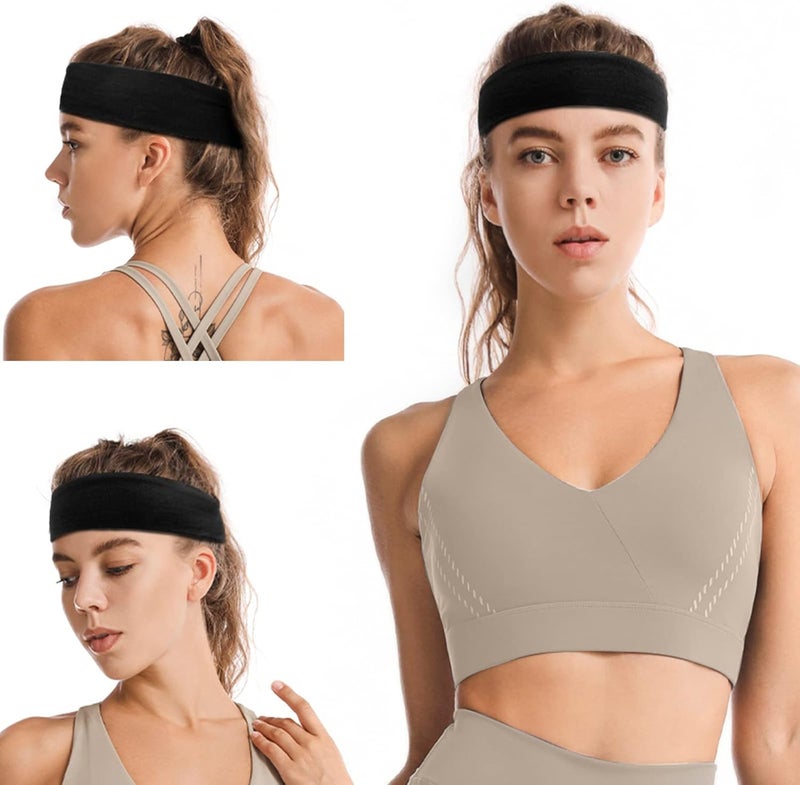 Sky Shine 6 Pcs Black Headbands for Women & Girls | Non-Slip Elastic Sweat Hairbands | Soft Fabric Hair Wraps for Short Hair, Workout, Yoga, Running, and Sports - Image 5