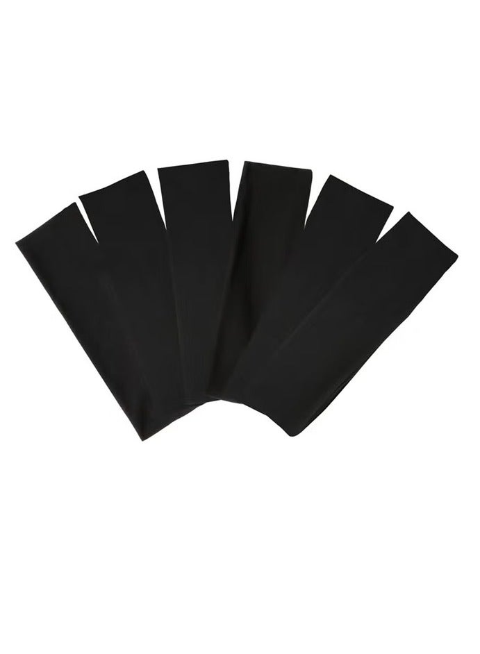 Sky Shine 6 Pcs Black Headbands for Women & Girls | Non-Slip Elastic Sweat Hairbands | Soft Fabric Hair Wraps for Short Hair, Workout, Yoga, Running, and Sports - Image 1