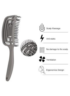 General Nylon bristle detangling brush, professional curved hair brush for men and women, detangling brush for wet and dry, frizzy, thick and smooth hair  - Image 2