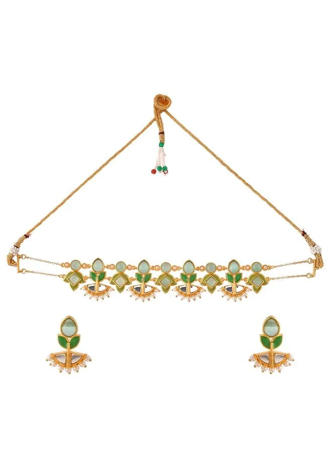 VOYLLA Forever More Lotus Choker Necklace Set