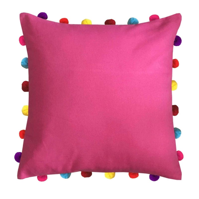 Lushomes Cushion Cover 18x18 Boho Cushion Covers Sofa Pillow Cover Cushion Covers with Tassels Cushion Cover with pom pom 18x18 Inches Set of 5 Pink - Image 2