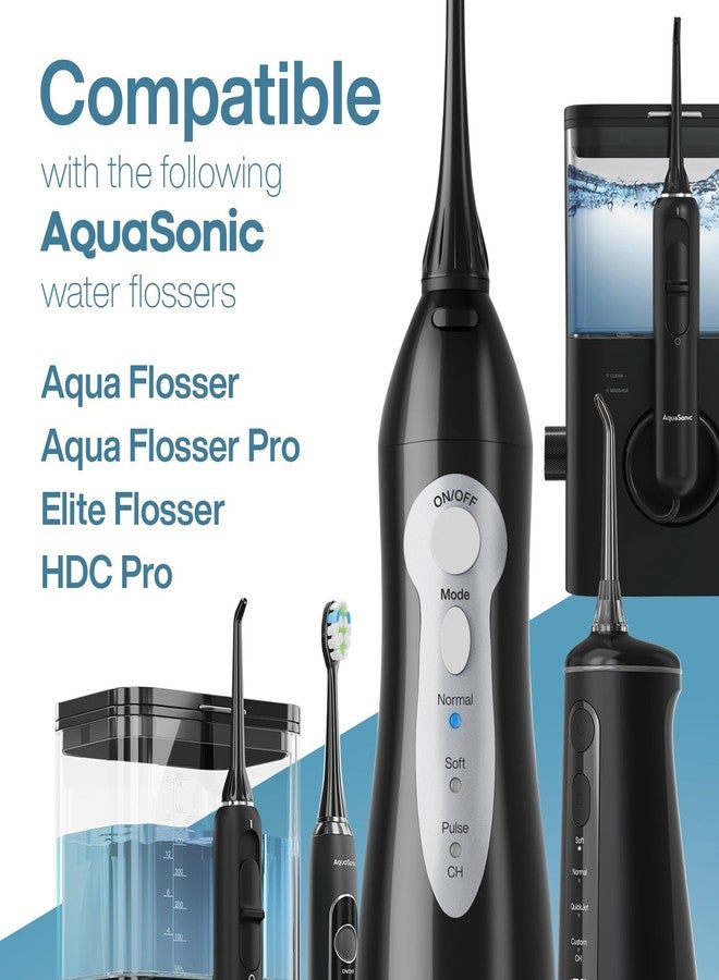 AquaSonic Aqua Flosser Replacement Tips - 5 Tips, 4 Types: Standard, Periodontal, Orthodontic & Tongue Scraper - Genuine, Authentic Parts (Black) - Image 2