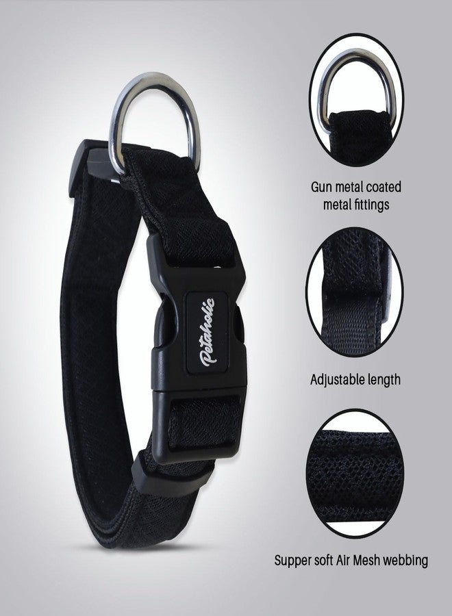 Plushmate x Petaholic Soft Air Mesh Adjustable & Comfortable Dog Neck Collar Belt with Quick Release Buckle & Strong Metal D Ring Suitable for Small, Medium & Large Dogs (Small, Black, 38 mm) - Image 2
