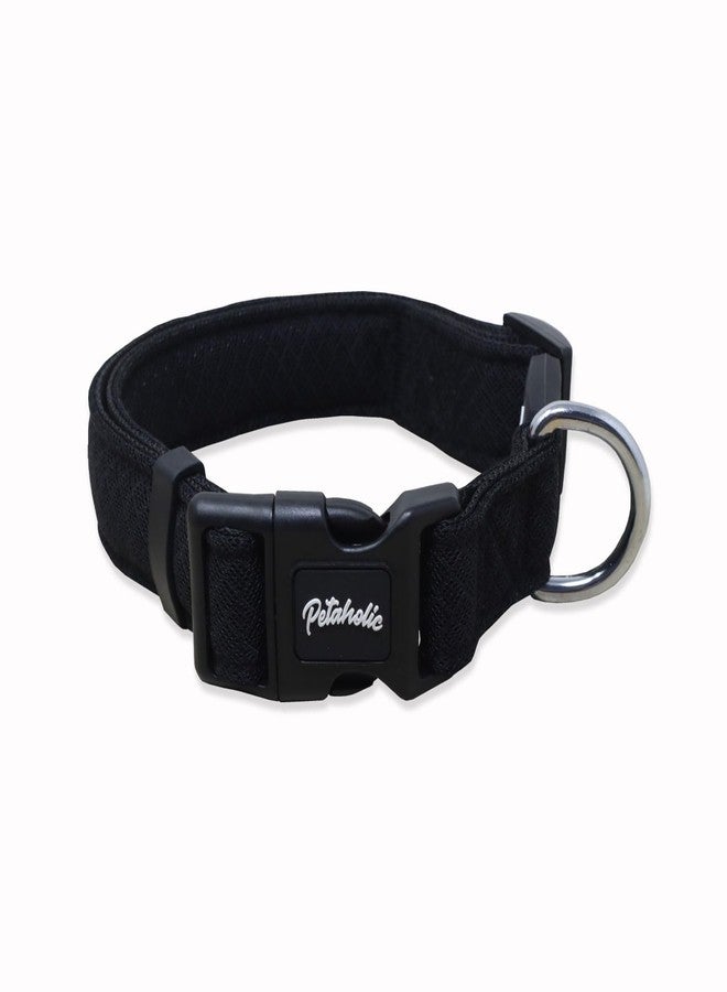 Plushmate x Petaholic Soft Air Mesh Adjustable & Comfortable Dog Neck Collar Belt with Quick Release Buckle & Strong Metal D Ring Suitable for Small, Medium & Large Dogs (Small, Black, 38 mm) - Image 1