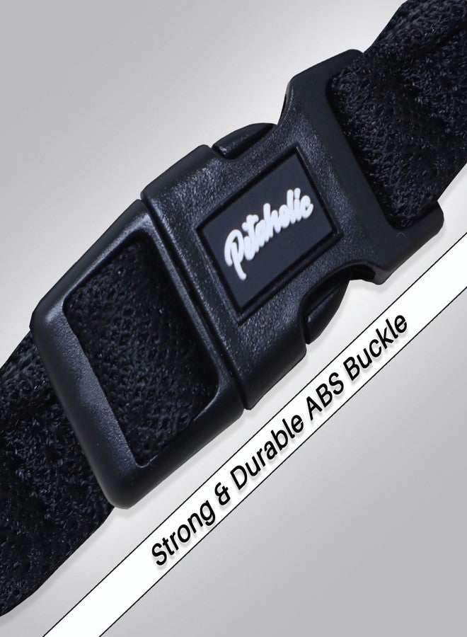 Plushmate x Petaholic Soft Air Mesh Adjustable & Comfortable Dog Neck Collar Belt with Quick Release Buckle & Strong Metal D Ring Suitable for Small, Medium & Large Dogs (Small, Black, 38 mm) - Image 4