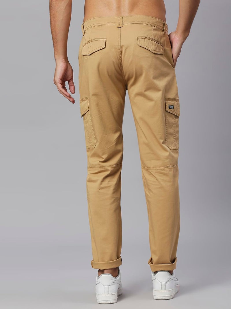 Thomas Scott Men's Solid Slim Fit Trouser Beige - Image 4