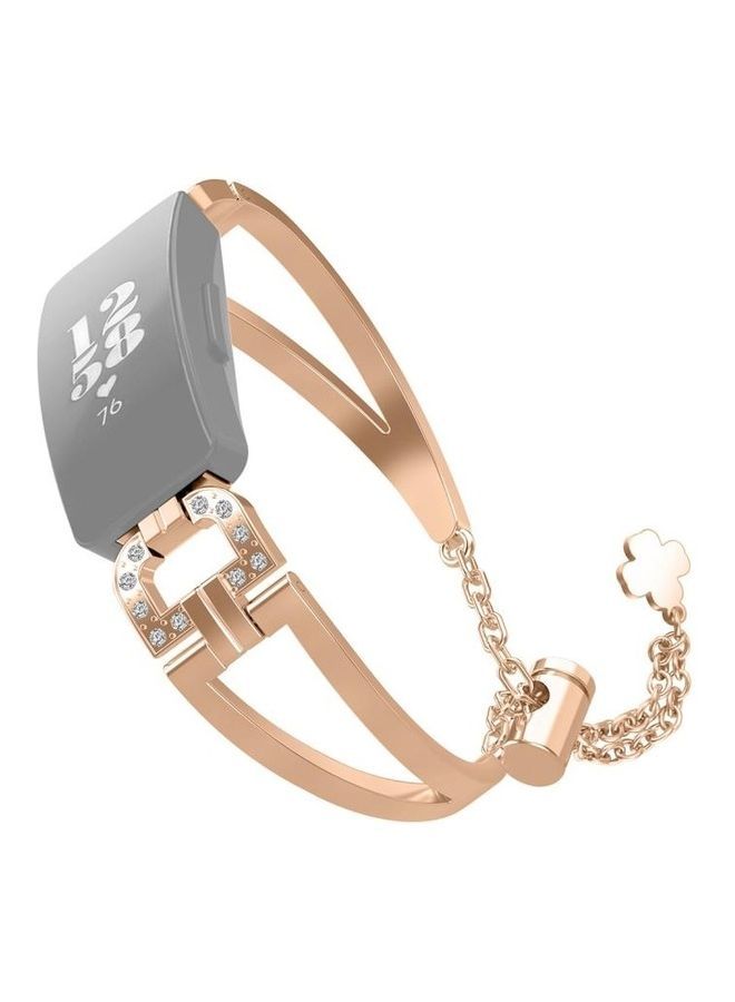 NIBEMINENT Metal Diamond-studded Hollow D-chain Adjustable Watch Strap Watchband Gold - Image 1