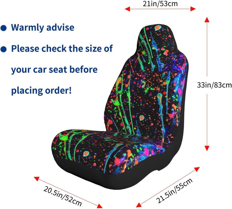 Neon Splatter Ink Car Seat Cover, Front Seat Protector Universal Auto Accessories, Car Decor for Sedan SUV Van Most Cars 1PCS - Image 5
