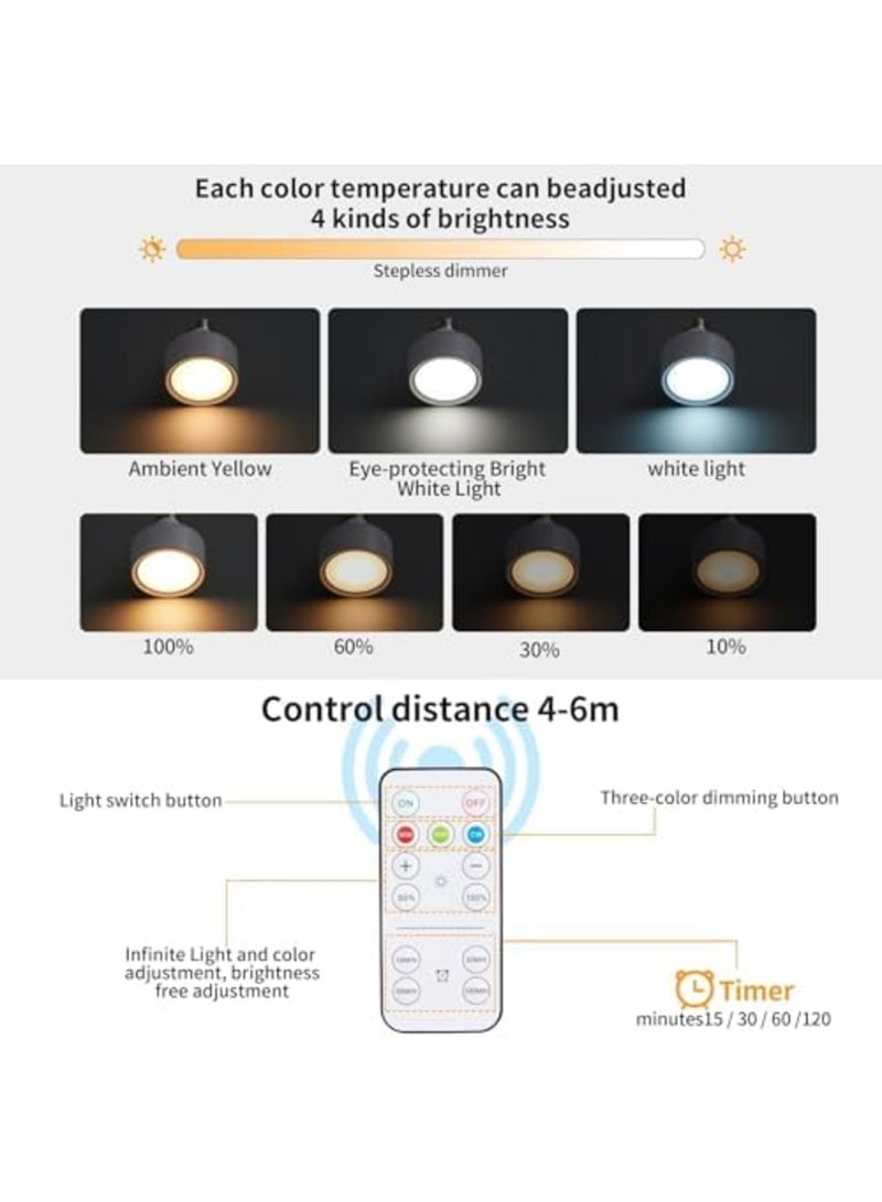 Barakah 2 Pack Wireless LED Puck Lights - Magnetic Dimmable Battery Operated Bulbs with Remote Control, E27 Screw-In Design for Non-Electric Lamps for Home Decor & Closets - Image 4
