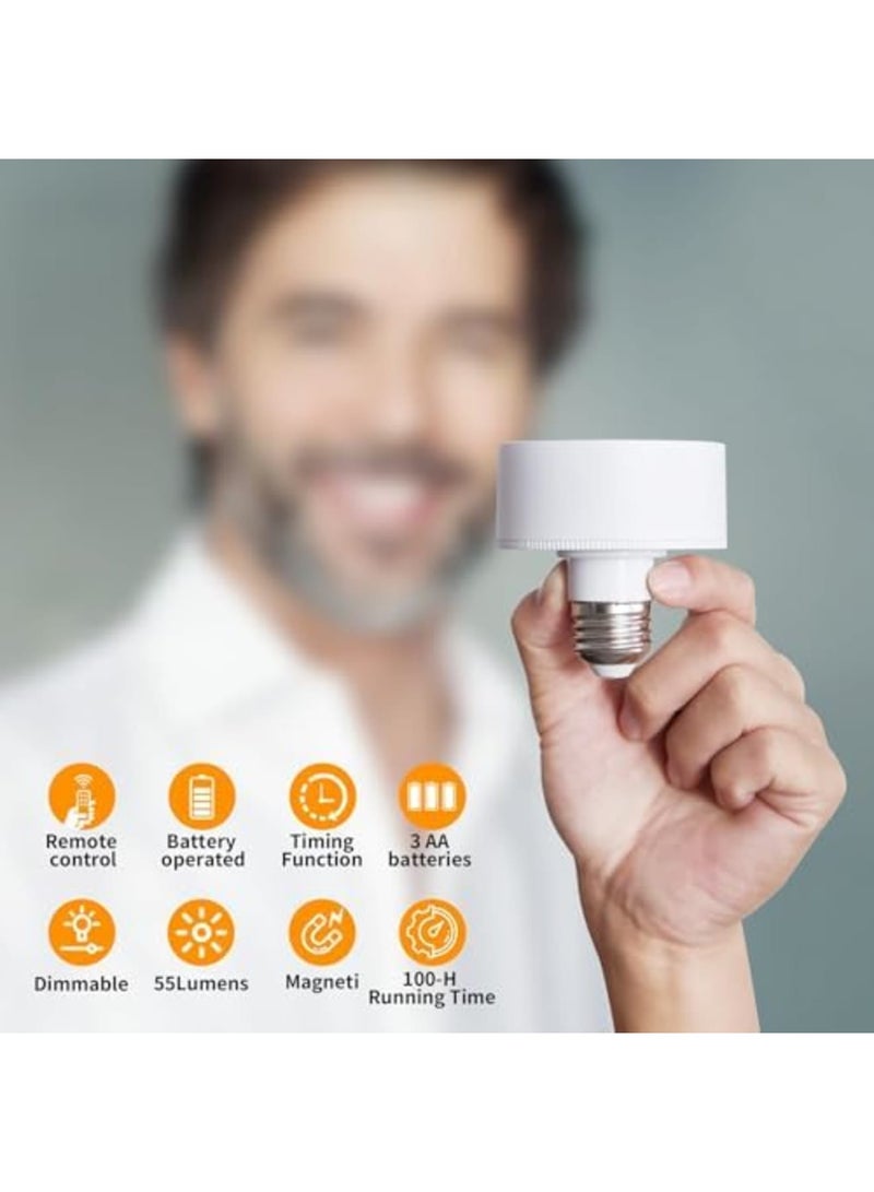 Barakah 2 Pack Wireless LED Puck Lights - Magnetic Dimmable Battery Operated Bulbs with Remote Control, E27 Screw-In Design for Non-Electric Lamps for Home Decor & Closets - Image 5