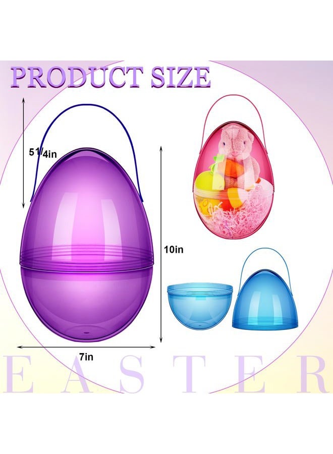 Funtery 8 Pcs Jumbo Easter Eggs 10 Inch Plastic Giant Easter Eggs with Handles, Clear Large Baskets Fillable Big Bunny Egg Shaped Baskets Containers Decoration (Multi Colors) - Image 2