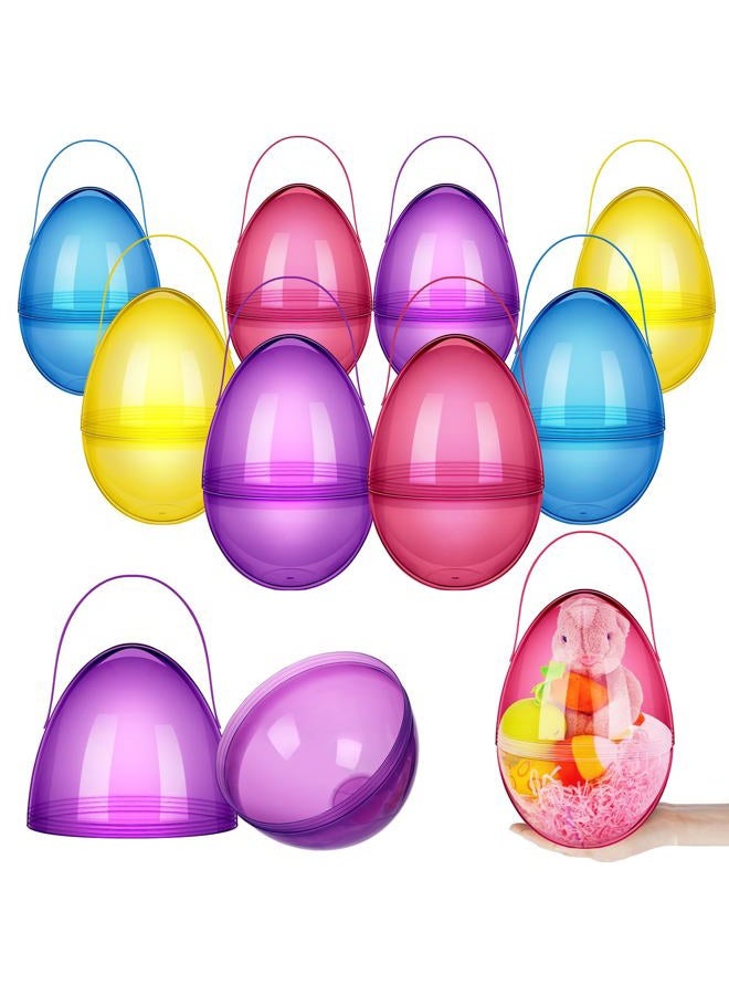 Funtery 8 Pcs Jumbo Easter Eggs 10 Inch Plastic Giant Easter Eggs with Handles, Clear Large Baskets Fillable Big Bunny Egg Shaped Baskets Containers Decoration (Multi Colors) - Image 1