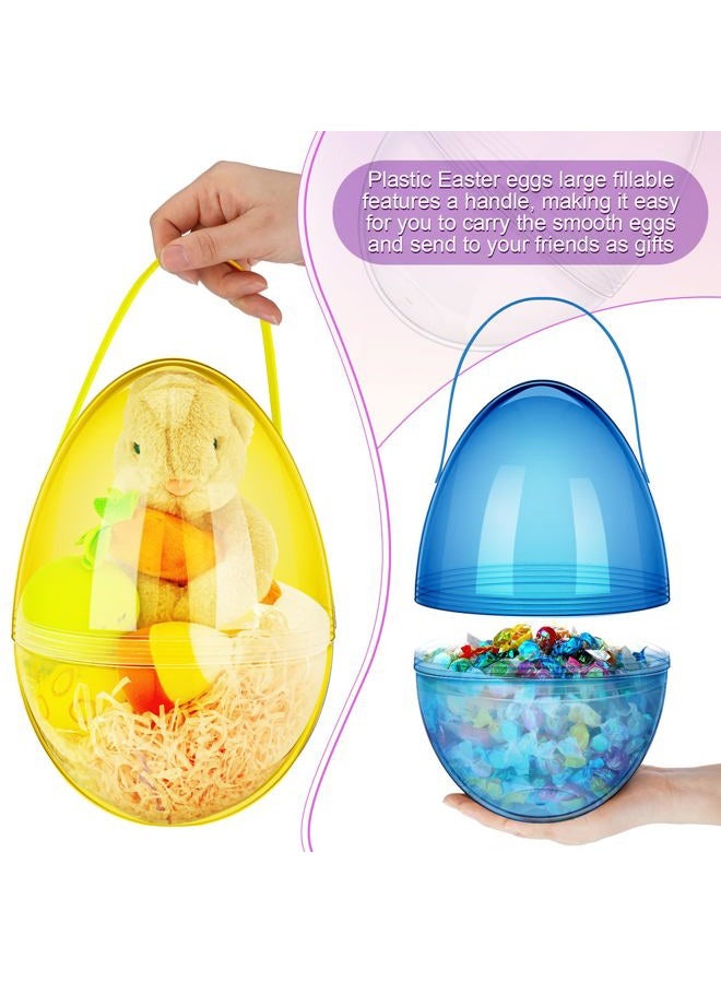 Funtery 8 Pcs Jumbo Easter Eggs 10 Inch Plastic Giant Easter Eggs with Handles, Clear Large Baskets Fillable Big Bunny Egg Shaped Baskets Containers Decoration (Multi Colors) - Image 3