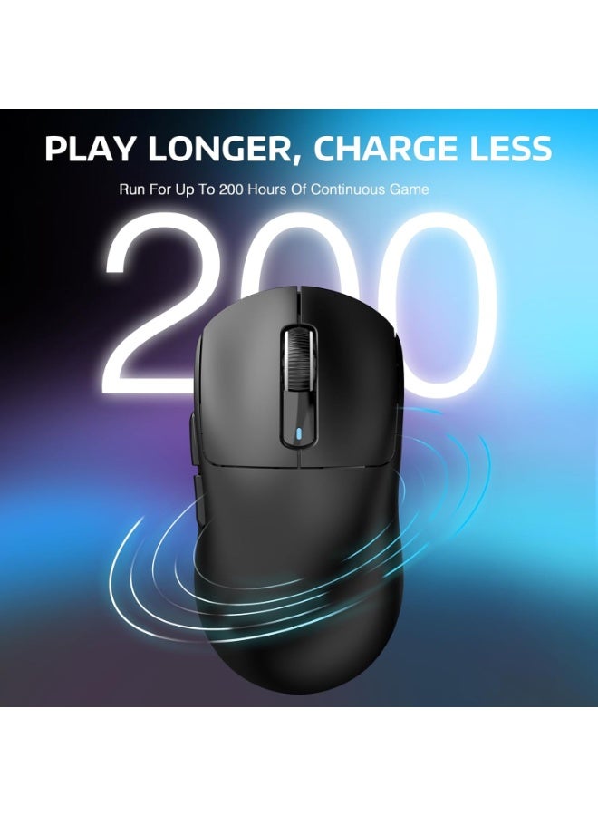 Attack Shark Shark Attack X3 Wireless Lightweight Gaming Mouse with 2.4G/USB-C Wired/Bluetooth Tri-Mode Up to 26,000 DPI PAW3395 Optical Sensor, 5 Programmable Buttons for PC/Laptop/Win/Mac Black - Image 2