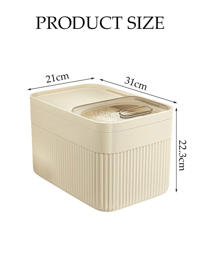 DUNISO Rice Dispenser, Large Dry Food Storage Box, Sealed Grain Dispenser Storage Container With Lid, With Measuring Cup, Food Dispenser Kitchen, Storage Rice, Beans, Grains, Small Dry Food, Suitable For Home Kitchen Food Storage, Milky White  - Image 2