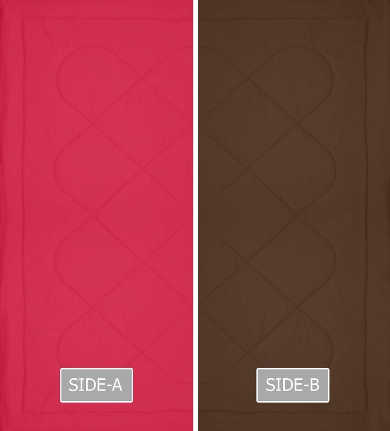KEA KEA Microfibre Reversible Double Bed King Size ComforterDuvet for All Weather Pink Brown 250GSMComforter Double  - Image 4