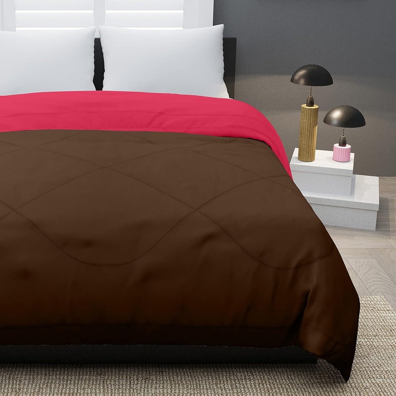 KEA KEA Microfibre Reversible Double Bed King Size ComforterDuvet for All Weather Pink Brown 250GSMComforter Double  - Image 5